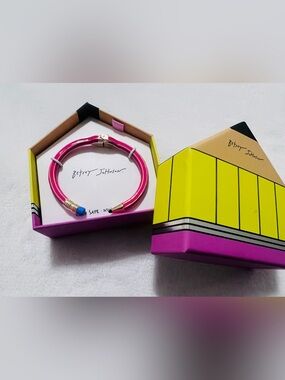 New BETSEY Johnson Pink Pencil Hinged Cuff Bracelet With Box Pink Color Orig $58